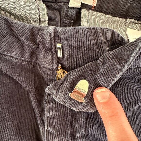 Anthropologie Sundry Navy Blue Corduroy Striped Trimmed Straight Leg Pants sz 25 - Picture 10 of 12